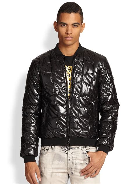 versace jeans grey quilted jacket|Versace black denim jacket.